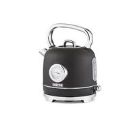 (Black) GEEPAS Electric Kettle | Vintage Cordless Stainless Steel Rapid Boil for Hot Water Tea Coffee | Auto Shut-Off 360° Swivel Base Boil Dry Protection