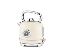 GEEPAS Retrovive 1.8L Electric Kettle | Vintage Cordless Stainless Steel Rapid Boil Jug Kettle for Hot Water Tea Coffee | Auto Shut-Off 360° Swivel Base Temp Gauge Boil Dry Protection | 3000W Cream