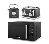 Geepas Retrovive 1.8L Kettle & Toaster sets with 23L Digital Microwave in Black Geepas Black