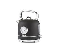 GEEPAS Electric Kettle | Vintage Cordless Stainless Steel Auto Shut-Off 360° Swivel Base Temp. Gauge Boil Dry Protection | Ideal Gift for Women Home | 2 Year Warranty 1.7L 3000W Retrovive Black