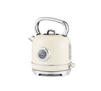 GEEPAS Retrovive 1.8L Electric Kettle | Vintage Cordless Stainless Steel Rapid Boil Jug Kettle for Hot Water Tea Coffee | Auto Shut-Off 360° Swivel Base Temp Gauge Boil Dry Protection | 3000W Cream