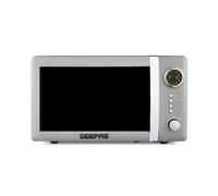 GEEPAS Retrovive 700W Digital Freestanding Microwave Oven, 20L | Electric Oven with Auto Defrost Child Lock | 12 Preset Rotary Dial Easy Clean | Fits Standard Dinner Plate Compact Countertop | Grey