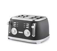 GEEPAS 4 Slice Bread Toaster | Extra Wide Slot 6 Browning Level | Defrost/Reheat/Cancel Function Removable Crumb Tray | Cool Touch Exterior Non-Slip Feet Cord Storage 1500W | Vintage Retrovive Black