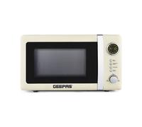 GEEPAS Retrovive 700W Digital Freestanding Microwave Oven, 20L | Electric Oven with Auto Defrost Child Lock | 12 Preset Rotary Dial Easy Clean | Fits Standard Dinner Plate Compact Countertop | Cream