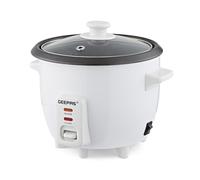Geepas Rice Cooker, 0.6L | Electric Rice Cooker with Keep Warm Function, Automatic Cooking, Non-Stick Inner Pot | Includes Measuring Cup, Spatula & Glass Lid | 300W, 2 Year Warranty