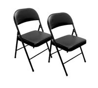 Royalford Foldable Metal Padded Chair Black Ergonomic Dining Garden 100kg Capacity | Size: 2 Pack Royalford Black 2 Pack