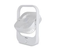 GEEPAS Silent Desk Cooling Fan | 3 Speed USB Rechargeable 1200mAh, 5-7h Runtime, LED Light, 180° Adjustable Mini Air Circulator for Bedroom, Office, Table Use
