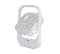GEEPAS Silent Desk Cooling Fan | 3 Speed USB Rechargeable 1200mAh, 5-7h Runtime, LED Light, 180° Adjustable Mini Air Circulator for Bedroom, Office, Table Use