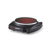 Geepas Single Ceramic Hot Plate, 1200W - Portable Infrared Electric Hob Cooker - Table Top Single Burner Cooktop, Adjustable Temperature, Overheat - Great to use at Campsites Caravans - 1200W, Black