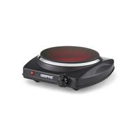 Geepas Single Ceramic Hot Plate, 1200W - Portable Infrared Electric Hob Cooker - Table Top Single Burner Cooktop, Adjustable Temperature, Overheat - Great to use at Campsites Caravans - 1200W, Black