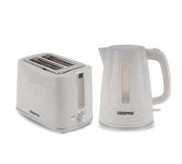 GEEPAS Skye 1.7L 2200W Cordless Electric Kettle, 900W 2 Slice Bread Toaster Combo Set | 360° Rotational Base, Concealed Heating & Strix Control l 7 Level Browning Control, Crumb Tray | White