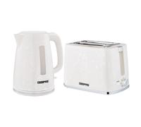 Geepas Skye Collection 1.7L Kettle & 2 Slice Bread Toaster Combo Set in White Geepas White