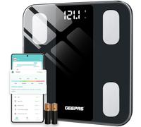 GEEPAS Smart Body Fat Scale | Bluetooth Digital Bathroom Scale with 14 Essential Body Metrics | High-Precision Sensors | Tempered Glass | LED Display | Baby & Athlete Mode | 180kg/400lb Capacity