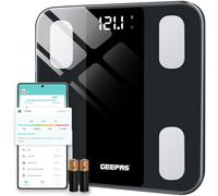 GEEPAS Smart Body Fat Scale | Bluetooth Digital Bathroom Scale with 14 Essential Body Metrics | High-Precision Sensors | Tempered Glass | LED Display | Baby & Athlete Mode | 180kg/400lb Capacity