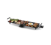GEEPAS Teppanyaki Grill - Smokeless, Non-Stick, Adjustable Temperature - Easy-To-Clean, Removable Grease Tray, detachable cord - Indoor BBQ, Large Cooking Surface for Pancakes, Barbecue, Eggs and More