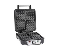 Geepas Waffle Maker | 4 Slice Non-Stick Electric Belgian Waffle iron Machine | 1100W, Adjustable Temperature Control | Deep Cooking Plates | Square Belgian American Sweet Savoury Waffle Iron | Black