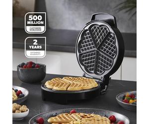 GEEPAS Waffle Maker Iron Heart Shape Non Stick 5 Belgian 1000W Machine Baking
