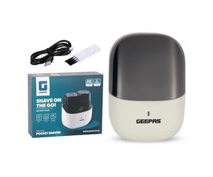 GEEPAS Wet & Dry Pocket Electric Shaver for Men | 2 Magnetic Heads IPX7 Waterproof 60-Min Cordless Use | One Press Operation LED Indicator Travel-Friendly Design Easy Cleaning | 2 Year Warranty Black