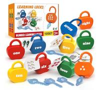 GEERAY Cause and Effect Toys for Toddlers 3 4 5, Montessori Lock & Key Set with 10 Apple-Shaped Locks, Keys & 20 Cards Numbers Matching & Counting, Preschool Learning Games Gifts