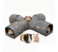 GeerDuo 4-Way Small Pet Tunnel with Top Cave, Collapsible Interactive Hideout Tunnel for Hamster, Guinea Pig, Gerbil, Chinchilla, Dwarf Rabbit & Other Small Animals