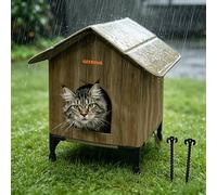 GeerDuo Cat House for Outside, Insulated Weatherproof Waterproof & Insulated & Anti-Scratch, Elevated Feral Cat Shelter, Warm Houses for Outdoor Cats Stray (L)