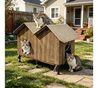 GeerDuo Cat House for Outside, Insulated Weatherproof Waterproof & Insulated & Anti-Scratch, Elevated Feral Cat Shelter, Warm Houses for Outdoor Cats Stray (XL)
