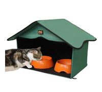 GeerDuo Outdoor Cat House, Waterproof Pet Shelter/Dining Room, for Feral/Community Cats (Green1)