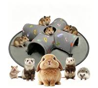 GeerDuo Small Pet Tunnel Bed with Top Peek Hole, 4-Way Hideout with Removable Washable Mat, Interactive Play Toy for Guinea Pig, Hamster, Rabbit, Chinchilla, Kitten
