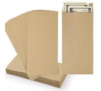 GeeRic 100 Pack Money Envelope for Cash, Money Saving Challenge Cash Envelopes, 3.2”*6.5” Kraft Self-Adhesive Paper Currency Envelopes for Budgeting
