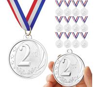 GeeRic 12PCS Medals, Metal Medal with Neck Ribbons for Kids/Adults/Student/Athlete 1st Medal Winner Medals for Competition/Sports/Party Decoration