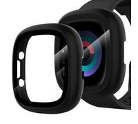 GeeRic 2PCS Screen Protectors Compatible with Fitbit Versa 4 / Fitbit Sense 2, Overall Protective Cover, Built-in Tempered Glass Film High Sensitivity (Black*2)