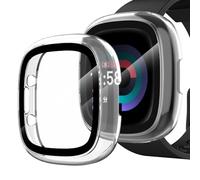 GeeRic 2PCS Screen Protectors Compatible with Fitbit Versa 4 / Fitbit Sense 2, Overall Protective Cover, Built-in Tempered Glass Film High Sensitivity (Transparent*2)