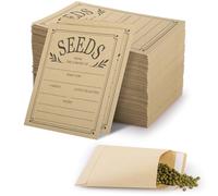 GeeRic 50 Pack Seed Envelopes, Kraft Paper Saving Envelopes, Self-Adhesive Sealing Packets for Vegetable and Flower Seeds Storage