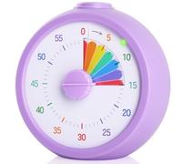 GeeRic 60-Minute Visual Timer for Kids, Silent Countdown Clock with Color Dial, No-Ticking Analog Timer for Classroom, Home, Time Management Fern Purple
