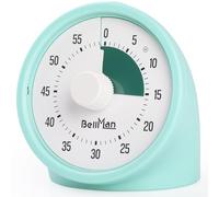GeeRic 60-Minute Visual Timer, Silent Countdown Clock with Color Dial, No-Ticking Analog Timers for Classroom, Home, Time Management Fern Green