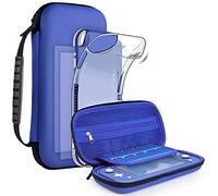 GeeRic 8-Pcs Set Carry Case Compatible with Switch Lite, 1 Soft Silicon Case 2 Pack Screen Protector Compatible with Switch Lite 2 Cat Paw & 2 Clear Thumb Caps & Storage Carrying Grip Blue