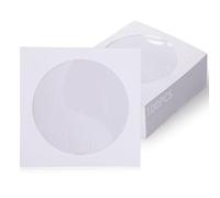 GeeRic CD Sleeve Cases, CD/DVD Paper Media Sleeve Envelopes, 100 Pack Clear Window and Rear Flap, 120GSM 5 Inch White
