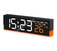 GeeRic Digital Alarm Clock, Multifunctional Clock Large LED Display Big Numbers Snooze Function,3-Level Adjustable Ambient Light Temperature, 12/24H Time Auto DST/Auto Dimming for Honm Office, Orange