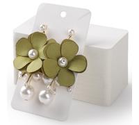 GeeRic Earring Holder Cards for Display, 100 Pack Kraft Holder Cards, 2 * 3.5 inch Necklace with 3 Holds for Jewelry Packaging White