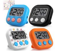GeeRic Kitchen Timers 4 Pack, Electronic Timers with Loud Alarm for Cooking, Magnetic Digital Timers Big LCD Display (No Battery Included)