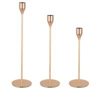 GeeRic Set of 3 Gold Candlestick Holders, Tapered Metal Candle Pillar Holders for 3/4 inch Pillar Candle Decor for Wedding, Living Room, Party Tabletop, Candlelight Dinners Decor