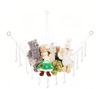 GeeRic Toy Storage Hammock, Large Mesh Net Corner Soft Foldable Hanging Toy Storage Organizer Net for Nursery Preppy Room Decor Bedroom (White)