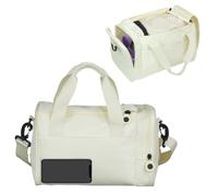 Geerlaqaly gym Bag is suitable for women's side compartments with Velcro 12L double zipper mini gym bag for exercise, dance, sports, travel and portable fitness handbag, white
