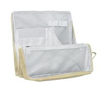 Geerlaqaly Makeup Bag, Women's Large Capacity Foldable Magnetic Travel Makeup Storage Bag, Waterproof Portable Open Makeup Bag with Divider, beige, 9 x 8 x 1 inches, Classic