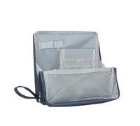 Geerlaqaly Makeup Bag, Women's Large Capacity Foldable Magnetic Travel Makeup Storage Bag, Waterproof Portable Open Makeup Bag with Divider, blue