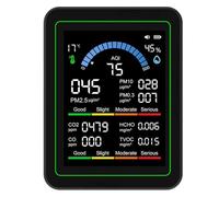 GEERYZHE 10 in 1 Air Quality Tester CO2 TVOC HCHO PM2.5 PM10 PM0.3 Portable Air Detector Black, Indoor Quality Monitor for Home Office Travel Use with Real-Time Data Display