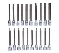 GEERYZHE 3/8" Drive Extra Long Hex Bit Socket Set 20-Piece 3-12mm & SAE 1/8-7/16" with Storage Box/Cover for Professional Tool Kits