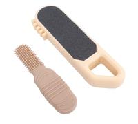 GEERYZHE 3 in 1 Foot File Toe Cleaner Foot Scrubber Heel Scraper Callus Remover for Wet Dry Dead Skin Removal Exfoliating Pedicure Tool Kit with Pumice Stone and Nail Brush for Soft (Yellow)