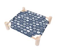 GEERYZHE Cat Dog Bed Hammock Anti Slip Comfortable Wooden Elevated Raised Pet Lounger - Portable Hammock Pet Bed for Indoor Outdoor Use, Cozy Resting Spot for Cats and Dogs, Durable Wood (Blue Cat
