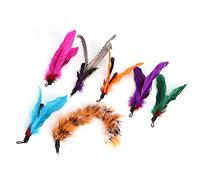 GEERYZHE Cat Feather Toy, 7Pcs Pet Cat Teaser Dangler Toy Feather For Indoor Rod Stick Replacement Head Supplies For All Breeds and Species